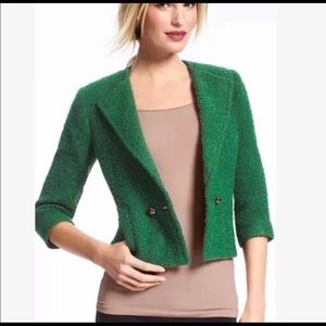 CAbi 532 Green Ivy Cropped Boulce Wool Blazer Coat